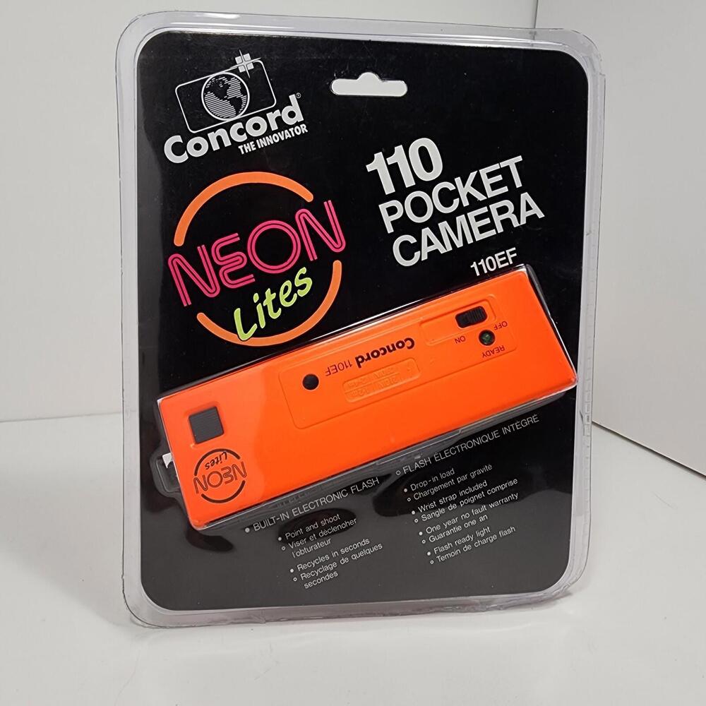 Vintage Concord 110EF Neon Lite Pocket Camera RARE New Unopened Orange